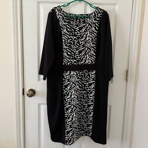 Simply Emma Black and White Print Long Sleeve Dress